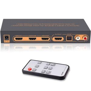 Shoppo Marte 3 Ports HDMI/MHL Audio Extractor with IR Remote Control, 4K ARC Audio EDID Setting 5.1ch / PASS / 2ch
