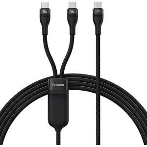 Baseus Flash Series 2-i-1 100W USB-C Multi Kabel - 1.5m - Sort