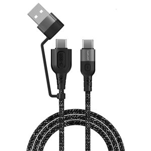 4Smarts ComboCord USB-C eller USB-A til USB-C Kabel PD 60W - 1,5m. - Sort