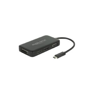 Delock - Ekstern videoadapter - USB-C - DVI, HDMI, DisplayPort, VGA - sort