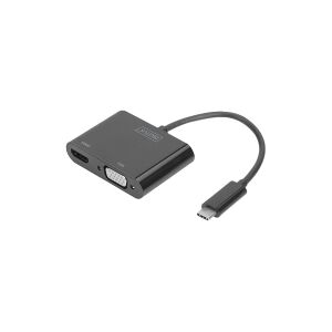 DIGITUS - Ekstern videoadapter - USB-C 3.1 - HDMI, VGA - sort