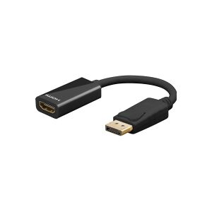 Goobay DisplayPort/HDMI, 0,1 m, HDMI Type A (Standard), DisplayPort, Hanstik, Hunstik, Sort