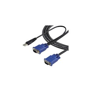 StarTech.com 10 ft Ultra Thin USB VGA 2-in-1 KVM Cable - VGA KVM Cable - USB KVM Cable - KVM Switch Cable (SVECONUS10) - Video / USB kabel - USB, HD-15 (VGA) (han) til HD-15 (VGA) (han) - 3.05 m - sort - for P/N: CAB831HDU, RACKCONS1908, SV1631DUSBUK, SV5