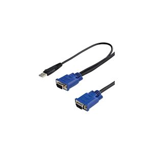 StarTech.com 15 ft 2-in-1 Ultra Thin USB KVM Cable - Video / USB kabel - USB, HD-15 (VGA) (han) til HD-15 (VGA) (han) - 4.57 m - sort - for P/N: CAB8