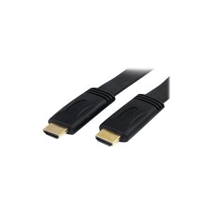 StarTech.com 5m Flat High Speed HDMI Cable with Ethernet Ultra HD 4kx2k - HDMI-kabel med Ethernet - HDMI han til HDMI han - 5 m - afskærmet - sort