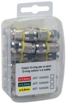 Lsc Isolanti Elettrici 25 Connettori Coassiali Diam. 5 Mm A Spina Tipo F Anelli Rossi