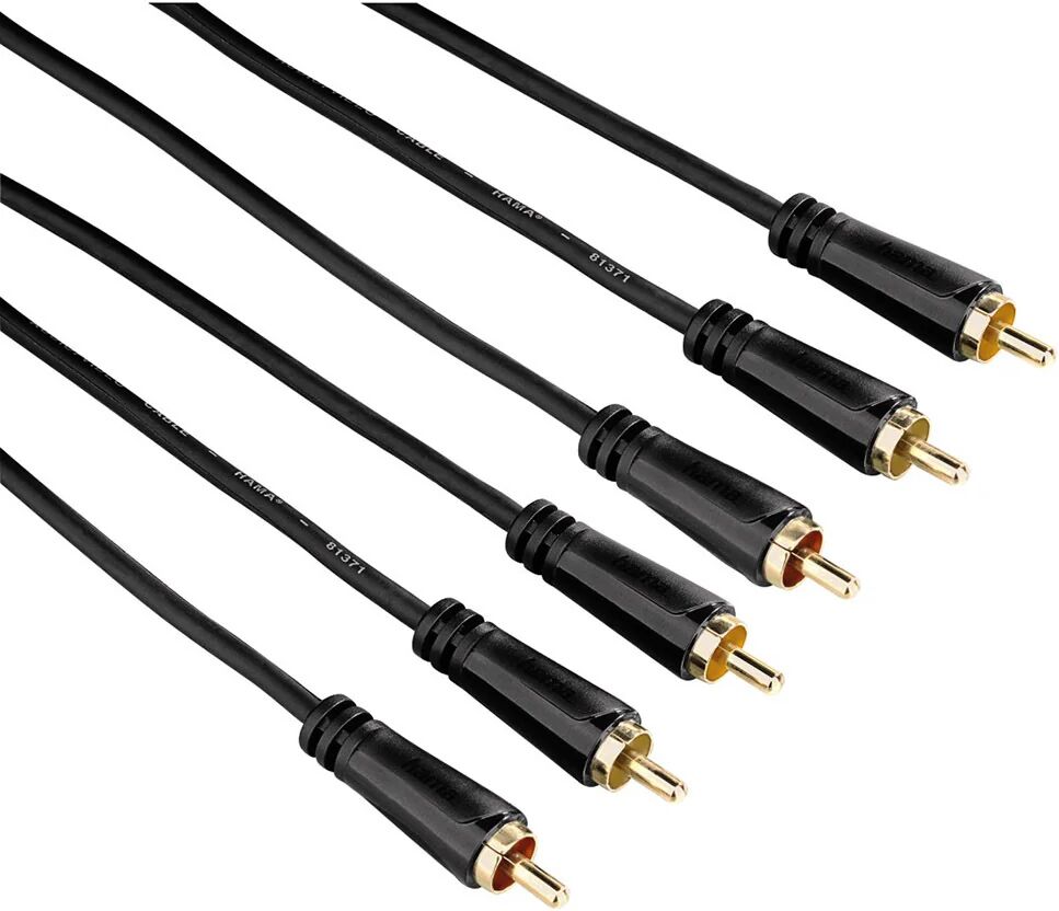 Hama Cavo 3 RCA M/3 RCA M, 1,5 metri, connettori dorati, 3 stelle