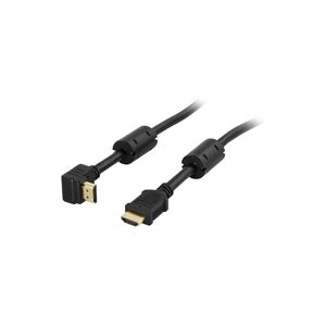 Deltaco HDMI-kabel, A-A-kontakt (ena vinklad), 3 m, svart
