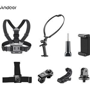 Andoer – ensemble d accessoires pour caméra de sport, support de sangle de poitrine + sangle de tête + support de cou + support de téléphone pour - Publicité