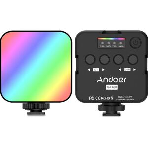 T64RGB poche lumière LED Mini lampe vidéo RGB photographie lumière 2500 K-9000 K +/-200 K couleur