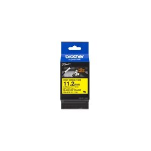 Brother HSe-631E - Sort på gul - Rulle (1,12 cm x 1,5 m) 1 kassette(r) hængekasse - varmekrymperørtape - for P-Touch PT-D800W, PT-E300, PT-E300VP, PT-E550WVP, PT-P700, PT-P750W, PT-P900W, PT-P950NW