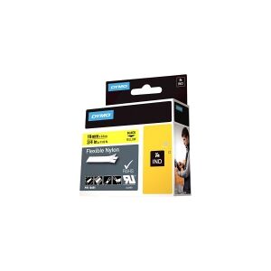 DYMO - Nylon - sort på gul - Roll (1.9 cm x 3.5 m) 1 kassette(r) fleksibel tape - for Rhino 4200, 6000, 6000 Hard Case Kit  RhinoPRO 5000