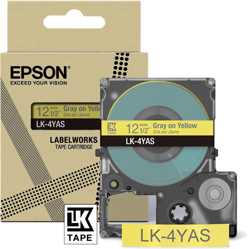 Epson C53S672104 Ruban GrisSurJaune Original LK-4YAS