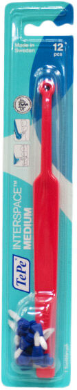 TePe Interspace Brosse à Dents Medium Rouge + 12 têtes