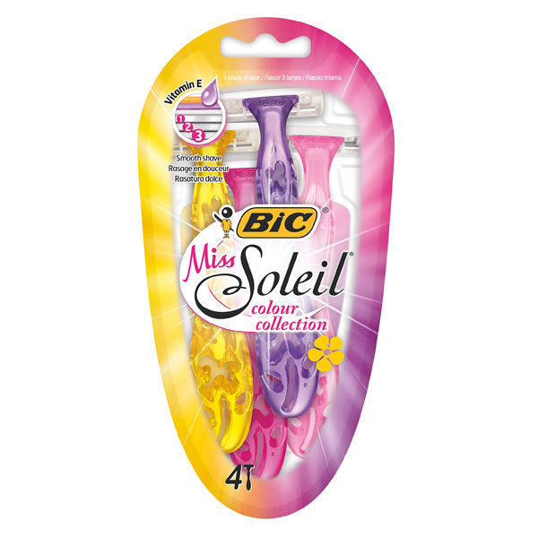 BIC Miss Soleil Colour Collection Rasoirs Jetables 3 Lames 4 unités