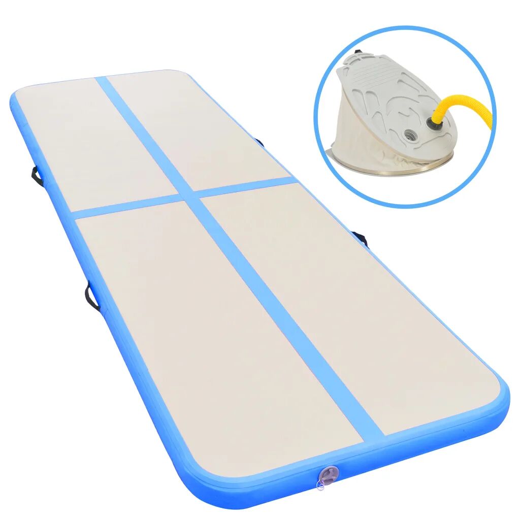 vidaXL Tapis gonflable de gymnastique avec pompe 600x100x10cm PVC Bleu