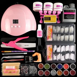 Kit d ongles en acrylique monomère liquide à paillettes cristal acrylique avec lampe sèche-ongles 36W ensemble de manucure complet pour ongles ensemble d extension de faux ongles