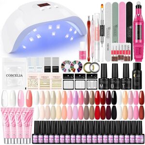 24PC Ensemble de Gel pour Ongles Ensemble de Gel d extension d ongle Kit de Vernis à Ongles Poly 36W Lampe Sèche-Ongles Faux Ongles Conseils Perceuse à Ongles Kit d outils de Manucure