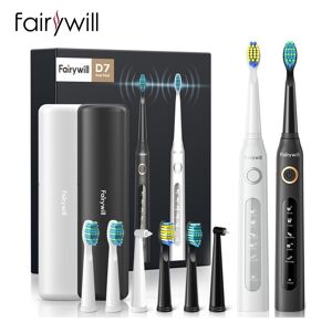 Brosse à dents électrique sonique Fairywill FW-D7 USB Charge 2 étui de voyage 8 têtes de brosse Smart Time