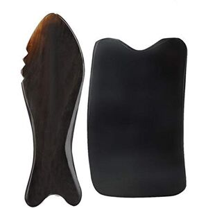 Brrnoo Pierres de Massage, Cornes Noires Massage Facial Assiette Gua Sha Jade Roller Visage Rouleau de Jade Pour Massage du Visage Pour Restaurer L'éLasticité Peau(3#) - Publicité