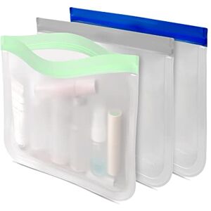 Trousse de Toilette Transparent,RealPlus Trousse de Maquillage，Sac Cosmétiques TSA Conforme à la Norme,Multi-scellé, Imperméable et Durable, Matériau EVA, Réutilisable,1L (3PCS Mixte) - Publicité