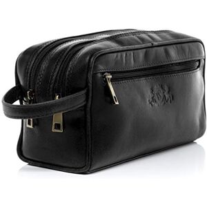 SID & VAIN Trousse de Toilette GATWICK Cuir véritable   nécessaire de Voyage Grand Noir   Trousse de Maquillage Fait à la Main - Publicité