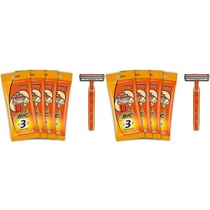 BIC 3 Sensitive Rasoirs Jetables pour Homme, 3 Lames Pour un Rasage plus Doux, Lot de 8 Pochettes de 4 Rasoirs - Publicité