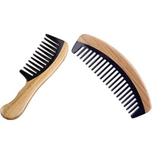 GROCKSTR Lot de 2 peignes à cheveux démêlants en bois de santal à dents larges pour cheveux bouclés 15 x 5 et 18,5 x 5 cm - Publicité