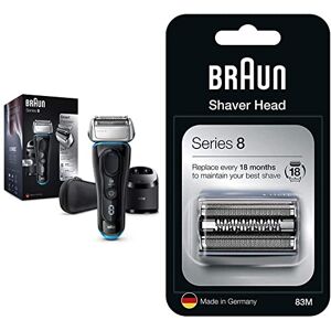 Braun Series 8 8385cc Nouvelle Génération, Rasoir Électrique Barbe Homme, Station Clean&Charge, Étui Tissu, Noir & Series 8 Cassette De Tête De Rechange Pour Rasoir Électrique Argentée, 83M - Publicité