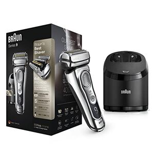 Braun Series 9 9395cc Rasoio a Lamina da Barba Elettrico senza Fili, Base di Ricarica e Custodia da Viaggio in Pelle, Batteria Li-Ion Rasatura Duratura (60 min), 100 % Impermeabile, Cromato - Publicité