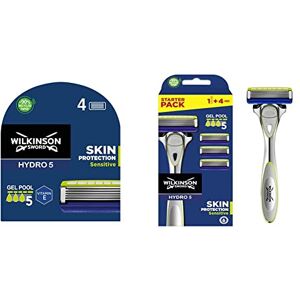 Wilkinson Sword Hydro 5 Sensitive Skin Lames de rasoir pour Homme Pack de 4 & Hydro 5 Sensitive Skin Rasoir/Lames pour Homme Pack de 4 - Publicité