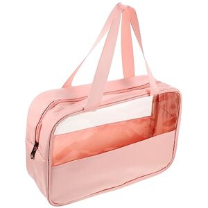 FRCOLOR Sac Cosmétique Transparent Pinceau De Maquillage Mallette De Train Dartiste Trousse De Toilette Rose Cosmétique Clair Trousse De Toilette De Voyage Facile Manquer PVC Récipient - Publicité