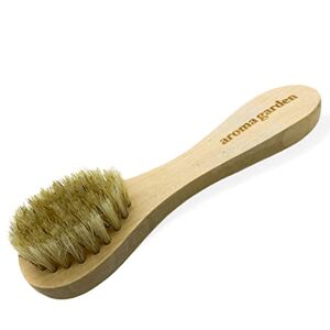 aroma garden Brosse Visage pour un peeling en profondeur Manche en arbre d'herbe avec poils naturels de sanglier pour nettoyage quotidien, exfoliation et massage. Idéal pour les cheveux de bébé - Publicité