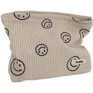 HIMS Trousse de maquillage en velours côtelé avec motif visage souriant mignon pour sac à main, trousse de maquillage esthétique avec fermeture éclair pour femmes et filles, a-1, Mode - Publicité