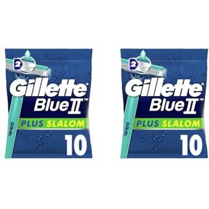 Gillette Blue II Plus Slalom Rasoirs Jetables Homme, Pack de 10 Rasoirs [OFFICIEL] (Lot de 2) - Publicité