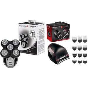 Remington Bundle Set: Rasoir tête chauve RX5 + Tondeuse Cheveux DIY Pro Turbo HC4300 (1.5 à 25 mm, Technologie CurveCut : lame incurvée pour un résultat parfait - Publicité