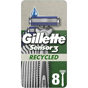 Gillette Sensor3 Recycled Rasoir Jetable X8, Pour Homme, À 3 Lames, Manche Composé De 95% De Plastique Recyclé - Publicité