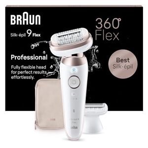 Braun Silk-épil 9 Flex, Épilateur Avec Tête Flexible À 360°, Pour Une Épilation Facile, Étanche, Peau Douce Longue Durée, Avec Tête De Rasoir Pour Femmes Et Sabot Tondeuse, 9-030 3D, Blanc/Rose Titane - Publicité