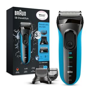 Braun Series 3 Shave&Style 3010BT Rasoir Électrique Barbe Homme, Technologie Wet & Dry, Noir/Bleu - Publicité