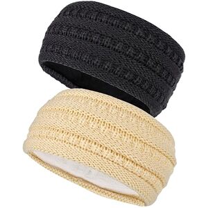 Bandeau Cheveux Femme Hiver,Bandeaux Hiver Dames Tricoté Chaud Headband,Bandeau  Cheveux Femme hiver,Femme Vintage Élastique Bandeau,Crochet Diademe Femme  Cache Oreille pour Hiver,2 PCS