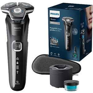 Philips Rasoir électrique Série 5000 pour homme Wet & Dry, avec tondeuse rétractable, station de nettoyage, coffret de voyage et cartouche Quick Clean (modèle S5898/50) - Publicité