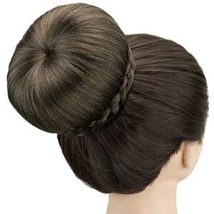 IMISSU Grande Taille Danseur Tressé Chignon Couverture De Cheveux Beignet Postiches Chouchou Chignon Perruque Chignon Sur La Fête De Mariage (M1 Mix Brown) - Publicité