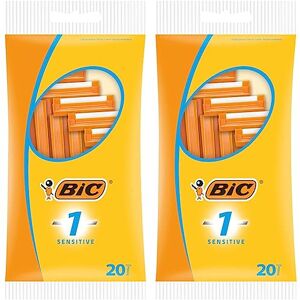 BIC  – Rasoir Homme  1 Sensitive, 1er Pack (1 x 20 pièces) (Lot de 2) - Publicité