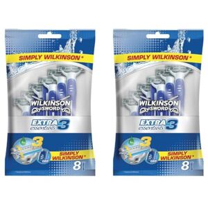 Wilkinson Sword Extra 3 Essentials Rasoirs jetables masculins Pack de 8 (Lot de 2) - Publicité