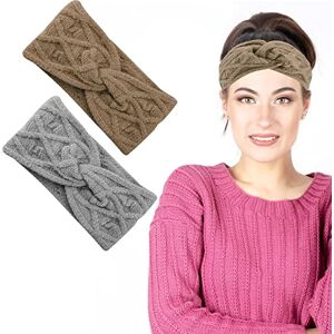 2 Pcs Bandeau Cheveux pour Femme Bandeaux Élastiques Hiver en Tricot  Serre-Tête Tricoté Fille Cache-Oreilles Turban Wraps Sho