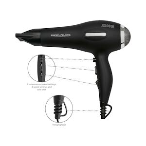 ProfiCare Sèche-cheveux professionnel 2200W Proficare PC-HT 3017 Noir