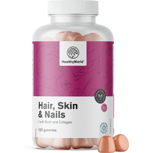 HealthyWorldÂ® Hair, Skin & Nails a Gummies pour cheveux, peau et ongles, 120 gummies