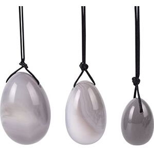 GEEKAA Natural Jade Egg Set Women Exerciser Ball Crystal Rose Quartz Ball, (Color : Grey Agate)