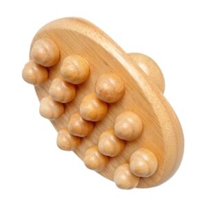 Generic Wooden Massage Body Brush Body Sculpting Tool with 14 Beads Massage Tool Handheld Body Massager for Thigh SPA Legs Back Waist