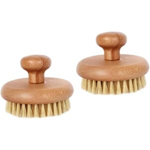 FRCOLOR Bath Brush Massage Brush for Back Exfoliating Brush Gentle Massage Brush Back Brush Bath Tool Round Brush Safe to Use Brush Bath Tool Beech Sisal Bath Towel Pack of 2